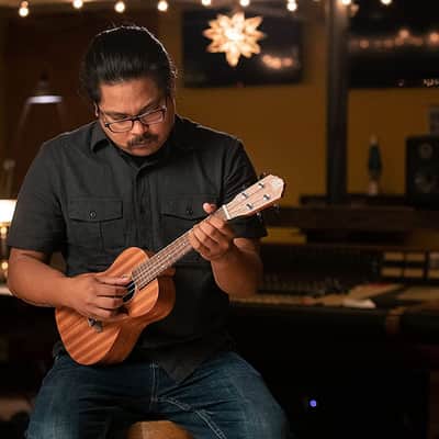 Ortega Guitars, 4-String Timber Series Concert Acoustic-Electric Ukulele w/Bag, Right (RFU11SE) image 8
