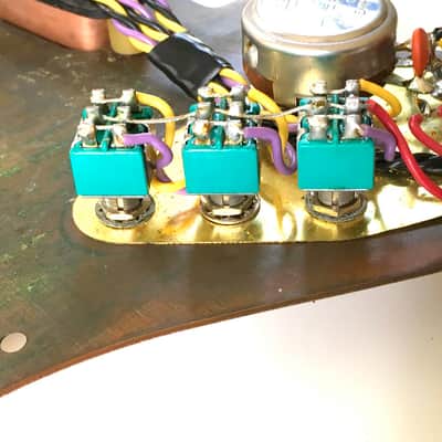Schecter complete F500t Stratocaster monstertone single coil pickup assembly with brass pickguard image 18