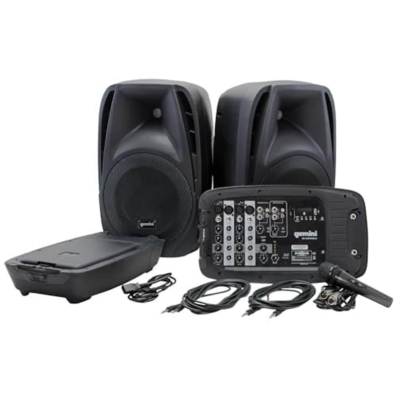 Gemini Sound ES-210MXBLU - Ultra-Portable Professional PA System with Dual 10" Speakers, Built-in Mixer, Bluetooth Streaming, Ideal for DJs, Musicians & Podcasters image 1