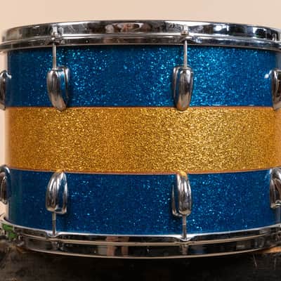 1970s Slingerland 12x15 Blue and Gold Tri Band Tom image 7