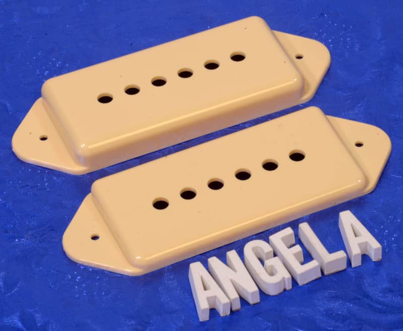 Lindy Fralin Cream Short And Tall Dog Ear P90 Pickup Cover Set For Hollow Body Guitars image 1
