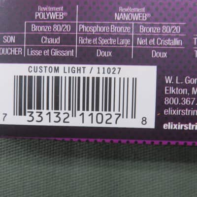 Elixir 11027 Nanoweb 80/20 Bronze Acoustic Guitar Strings - Custom Light (11-52) image 5
