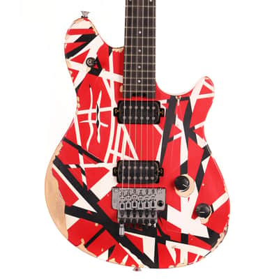 EVH Limited Edition Wolfgang Special Striped Series Red Black and White Aged image 2