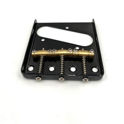 Warmtone Custom Guitars Tele Bridge Series #2 Vintage Ash Tray Black 3 Brass Saddles image 3