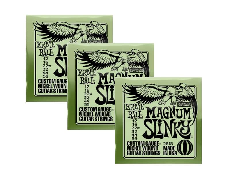 3 Pack Ernie Ball 2618 Magnum Slinky Nickel Wound Electric Guitar Strings (12-56) image 1