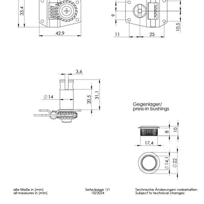 Schaller BM Schaller Tuning Keys SET, Nickel BM Schaller-Style, 3 left/2 right image 5