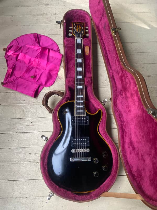 Mavis Tokai Les Paul Custom LC 1985 - GLOSS BLACK - w/Vintage GIBSON Brown Hardshell Case image 1
