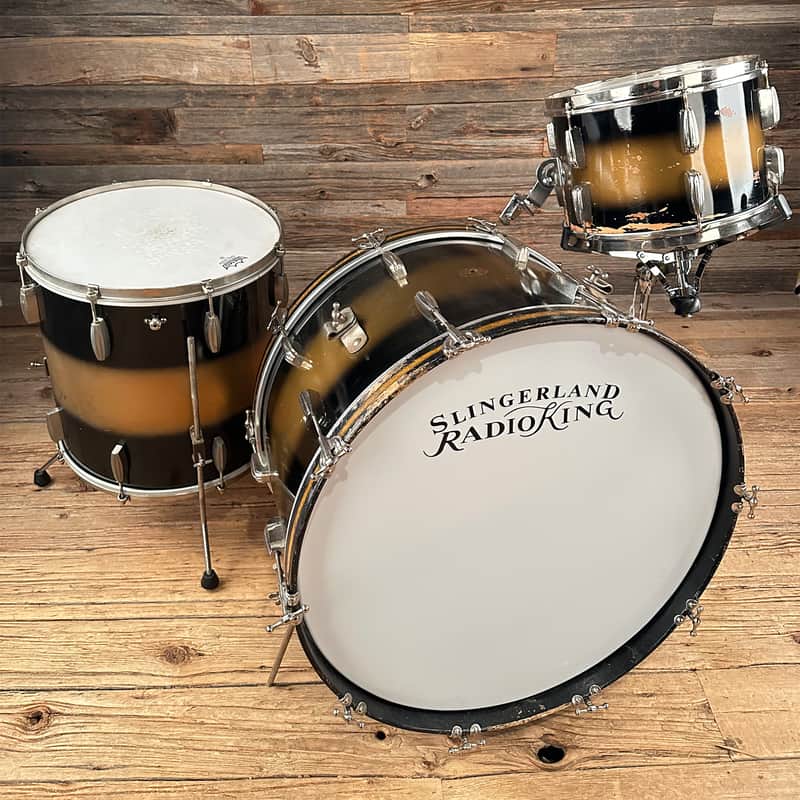Slingerland Gene Krupa 13/16/24 3pc. VINTAGE Black Gold Duco 1950s image 1