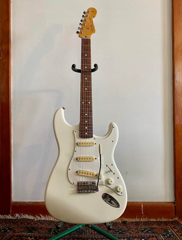 Squier Wayne's World Excalibur Stratocaster Electric Guitar 1992 Artic White image 1