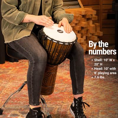 Meinl Percussion Djembe with Mahogany Wood — 10" Medium Size Rope Tuned Goat Skin Head (HDJ17-M) image 6
