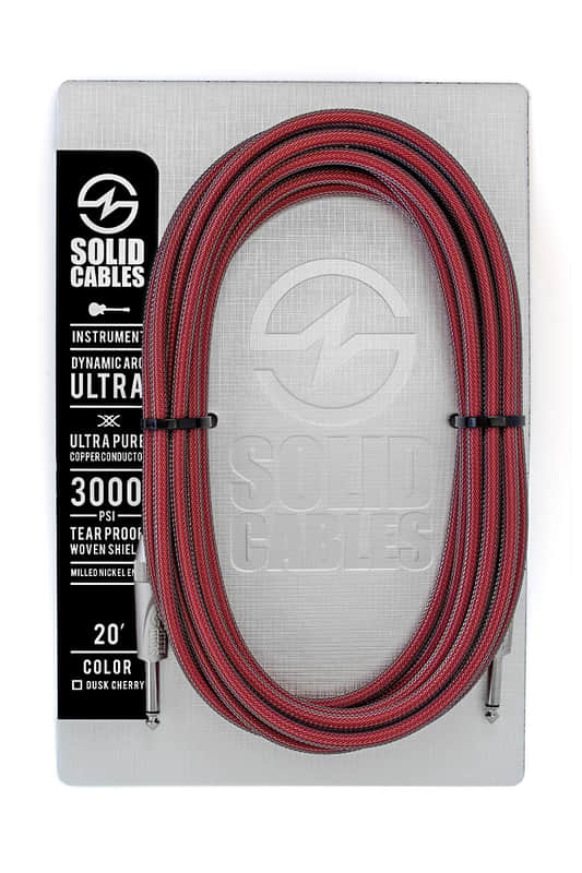 Solid Cables Ultra Instrument Cable 20'  Dusk Cherry image 1
