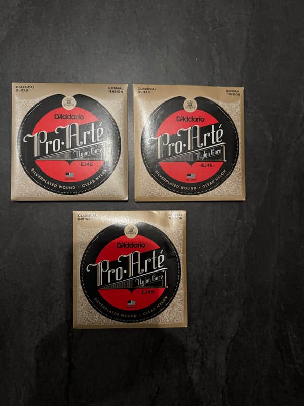 D'Addario EJ45-3D Pro-Arte Nylon Classical Guitar Strings, Normal Tension (3 Sets)  Silver / Clear image 1