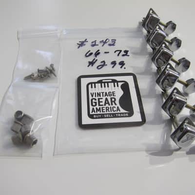 Fender F Tuners Six on a Side with Original Grommets and Screws Authentic Vintage Part Circa-1967-1974-Chrome image 1
