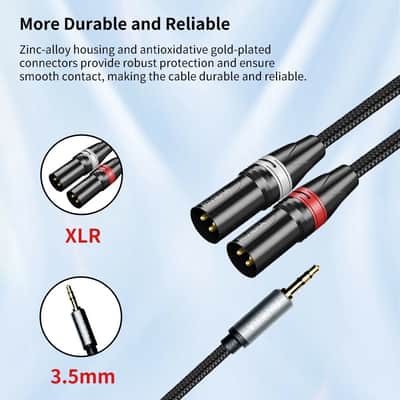 Immagine 3.5mm TRS Stereo to Dual XLR Male Y-Splitter Audio Cable – Low Noise - 4