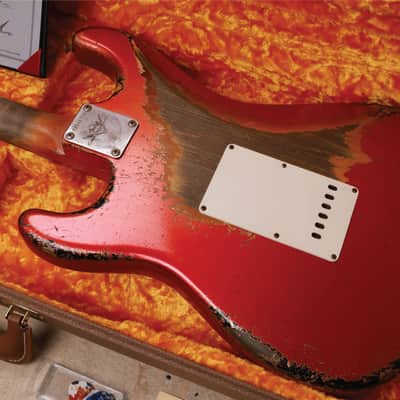 Fender 2021 Custom Shop Masterbuilt Dale Wilson '61 Stratocaster Heavy Relic in Melon Candy To Candy Apple Red Over 3-Tone Sunburst image 5