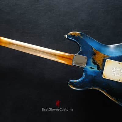 Fender Stratocaster Midnight Blue Pelham Dark Blue Heavy Relic Aged by East Gloves Customs image 18