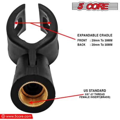 5 Core Microphone Clip Holder 2 Pieces with Screw Adapters 5/8 to 3/8 Inch image 7