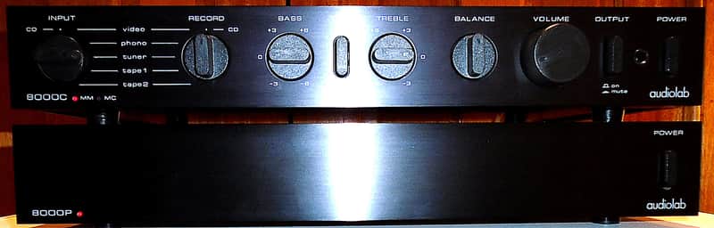 Audiolab 8000C Pre-Amplifier & 8000P Power Amp 1990s - Black image 1