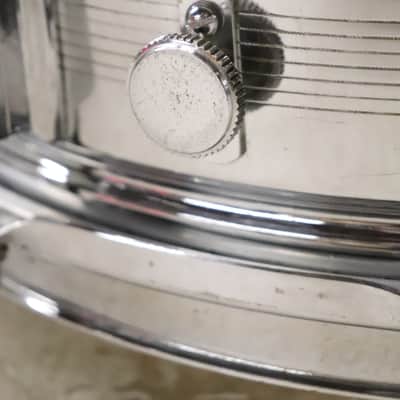 Rogers "7-Line" Dyna-Sonic 5x14" Brass Snare Drum "Beavertail" Lugs Vintage 1960's image 9
