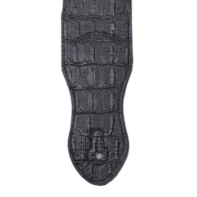 Walker and Williams F-15 Black Leather Alligator Pattern Guitar Strap with Padded Glove Leather Back image 4