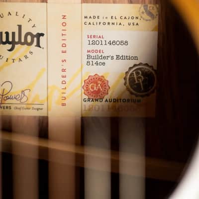 Taylor Next Generation Builder's Edition 814ce Grand Auditorium Acoustic/Electric Guitar - Adirondack/Honduran Rosewood with Hardshell Case image 18