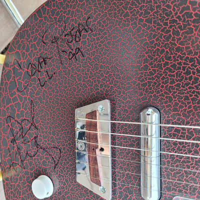 Jerry Jones guitar signed by Los Lobos C Rosas, D Hidalgo 2 pickup 1990s - Gator Crackle image 8