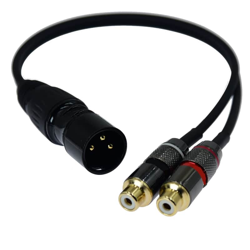 1ft XLR Male to 2 RCA Female Plug Y Splitter 1 XLR 3 Pin to Dual RCA Stereo Audio Cable Phono Duplicator Lead Adapter Connector Sound Card eq Microphone Cord 2 x Unbalanced(1 Pack) image 1