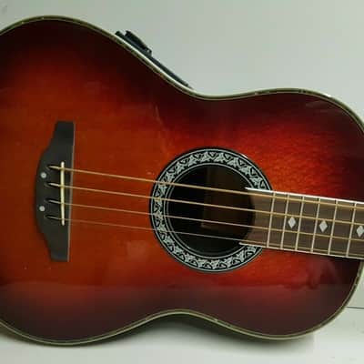 Long Scale Round Back Electro Acoustic Bass - Burled Maple Top image 2