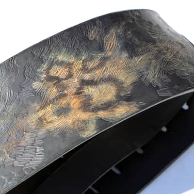 Burny Black Handmade Leather Guitar Strap: Black Panther_Carved & Painted, Custom Initials 2026(made to order) - oil image 8