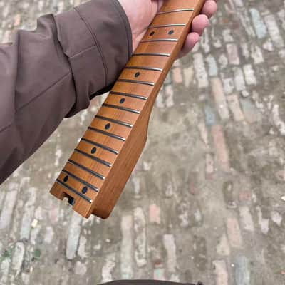 Headless ss 24frets roasted maple electric guitar neck C contour 25.5 spoke truss rod image 8