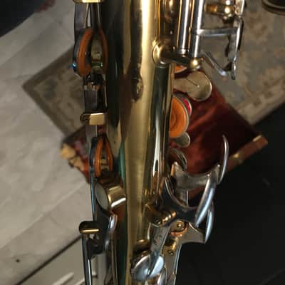SUMMER DEAL PRO VERSION "MADE EXPRESSLY" FOR F. E. OLDS EARLY L.A PARISIAN ALTO SAXOPHONE (NOT "AMBASSADOR" CHEAP LATER ONE) ORIGINAL LACQUER NEWER PADS BRILHART MPC , NICE CASE, EXTRAS made france image 24