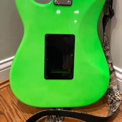 Unbranded Strat-style HH guitar with Floyd Rose - Neon Green image 7