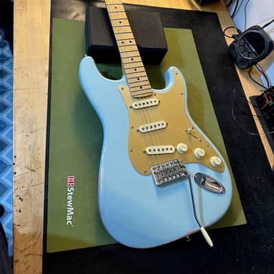 Partscaster Stratocaster 2023 - 'Daphne Blue Light Aged MJT Body Fender USA Neck and Fender Custom Shop Preloaded Pickguard image 1