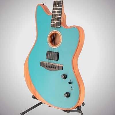 Fender Certified Pre-Owned American Acoustasonic Jazzmaster, Ocean Turquoise, Ebony Fingerboard (O10) (3213A) image 3