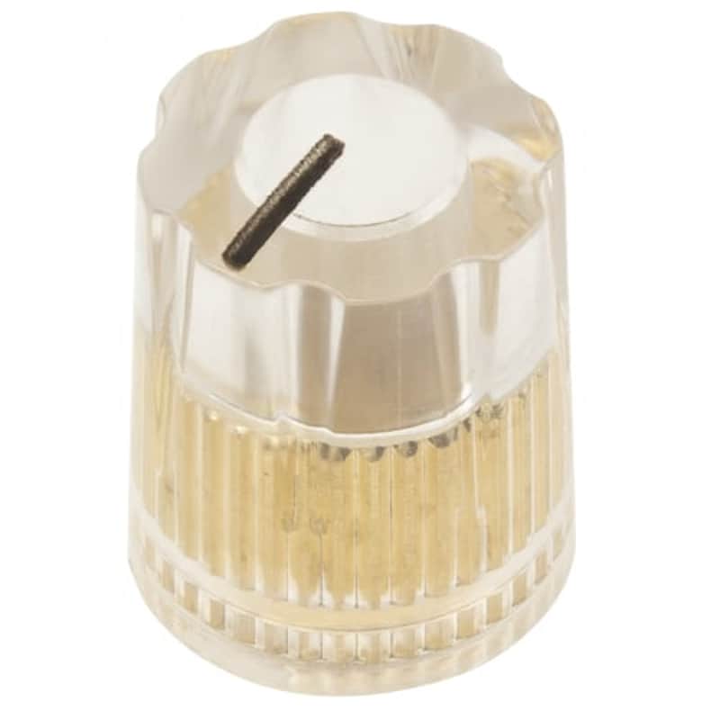 Clear Knob - Scalloped Edge, Indicator Line, Set Screw, Brass Insert image 1