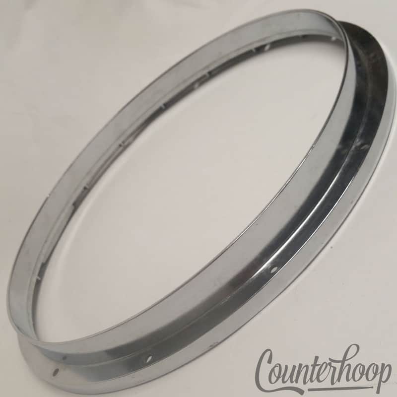 *Yamaha 14" Die-Cast 12-Lug Snare Drum Batter Rim/Hoop Japan Au-Chrome Marching* image 1
