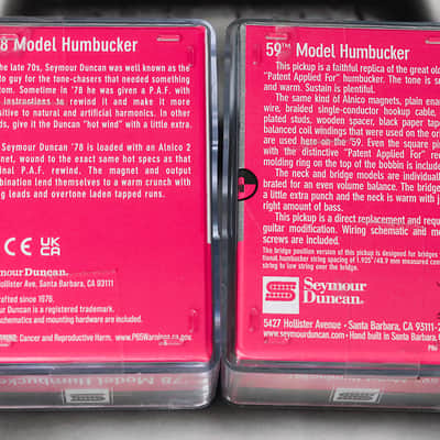 Seymour Duncan 78 Model Bridge / SH-1N 59 Model Neck 4 Conductor Pickups BLACK image 2