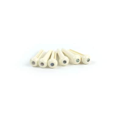 Set of 6 Slotted Acoustic Guitar Bridge Pins, Ivory-color Plastic / Pearl Dot image 3