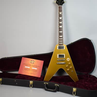 2014 Gibson Custom Shop L.E Flying V Standard Goldtop Electric Guitar w/OHSC image 1