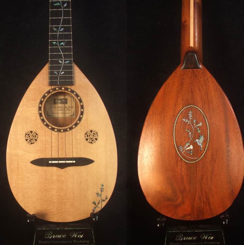 Handmade Thin Body Bowl Back Style Tenor Ukulele, Spruce, Mahogany, HummingBird, Vine Inlay, Soft-bag, Bruce Wei  UBB17-002 image 1