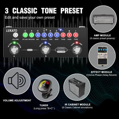 LEKATO Multi Effects Guitar Pedal with IR Loading 9 AMP Models Delay Reverb Distortion Overdrive Rechargable Electric Guitar Effects Multi Pedal Support Recording Bluetooth 5.0 image 3