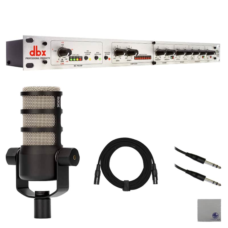 dbx 286s Microphone Preamp/Channel Strip with Rode PodMic Dynamic Podcasting Microphone, XLR Cable, 1/4" to 1/4" TRS Cable and StreamEye Polishing Cloth image 1