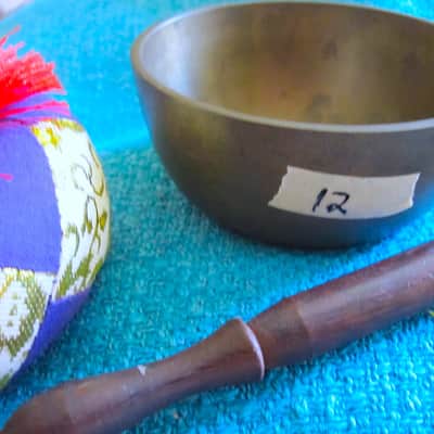 Japanese Rin Singing Bowl Cup Chime with Striker & Cushion - Vintage image 5