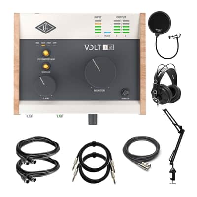 Universal Audio VOLT-176 USB Audio Interface with Studio Headphones, Boom Arm, Pop Filter, Cables