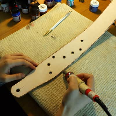 burnyblack vintage distressed guitar strap - big dipper green/brown/yellow image 4