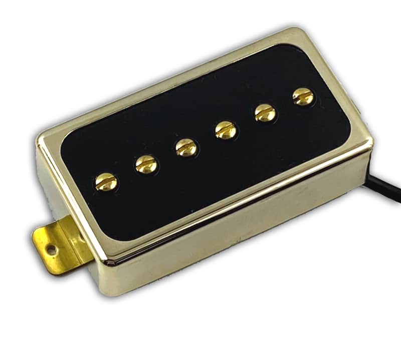 Dragonfire H90 Bridge Pickup ~ Humbucker Sized P90 Performance Pickup, Gold Ring with Black Inlay image 1