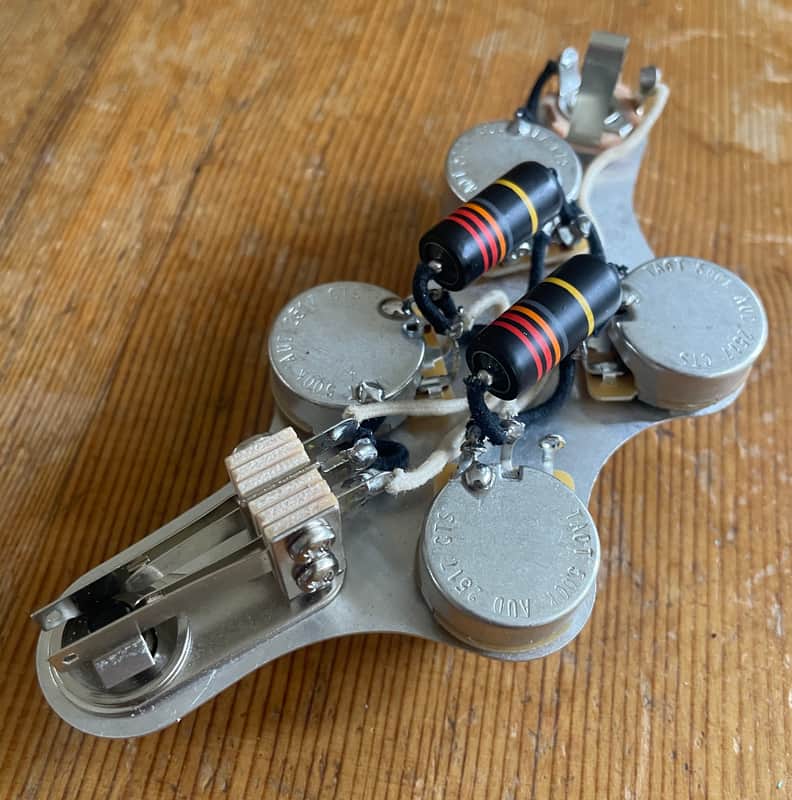 Gibson SG 50's LP Wiring 500k CTS Brass Shaft Pots .022 USA Emerson Bumblebee Caps Switchcraft 3-Way Toggle image 1