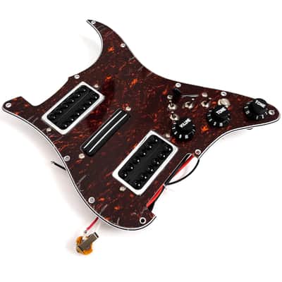 Hsh Prewired Strat Pickguard Set Coil Split Humbucker Pickups Loaded Strat Pick Guard Guitar Mute Switch Output Mute Switch For Fender American/Mexican Stratocaster Style Guitar (Red Tortoise) image 6