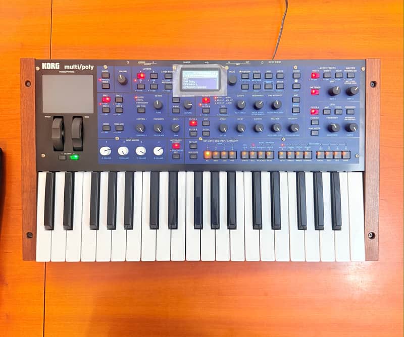 Korg Multi/Poly 37-Key Analog Modeling Synthesizer 2024 - Present - Black & Blue with Wood Sides image 1