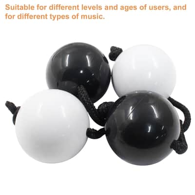 2 Pair Aslatuas Rhythmic Ball Kashaka Shaker, Hand Percussion Instruments African Shaker Rattle Asalato Shaker For Adults Teenagers Beginners, Black & White image 5